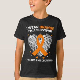 T-shirt Orange Leukemia Survivante Cadeaux 7 ans Cancer Gr