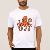 T-shirt Orange Octopus Cartoon Ocean Sea Creature (Devant)
