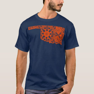 T-shirt Orange Oklahoma State Cadeau Mandala Yoga OK Art