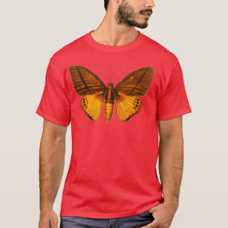 T-shirt Orange Papillon couleur dessinée à la main 1