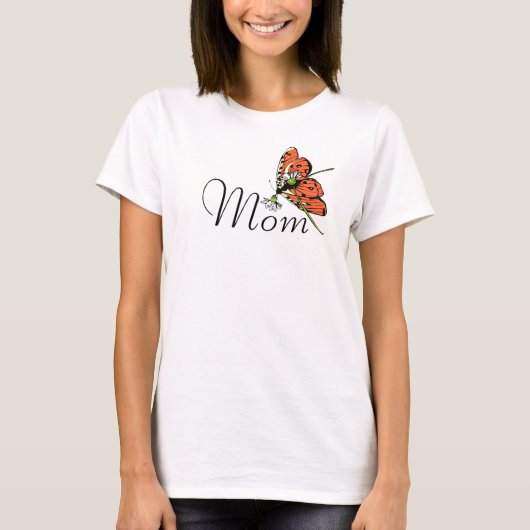 T-shirt Orange Papillon Laitier maman (Devant)