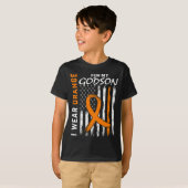 T-shirt Orange Pour Mon Godson Leukemia Cancer Awareness A (Devant entier)