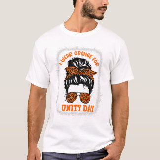 T-shirt Orange Pour Unité Day Messy Bun