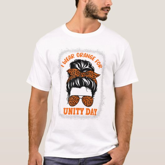 T-shirt Orange Pour Unité Day Messy Bun (Devant)
