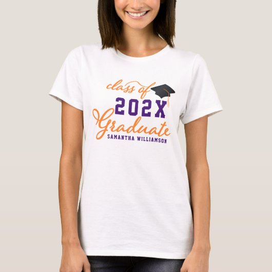 T-shirt Orange Purple Classe de Graduate 2025 (Devant)