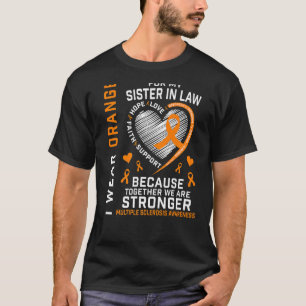 T-shirt Orange Ribbon Ms Soeur En Droit Sclérose Multiple