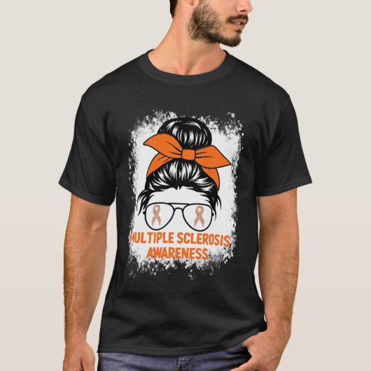 T-shirt Orange Ruban Femmes Ms Sclérose Multiple (Devant)