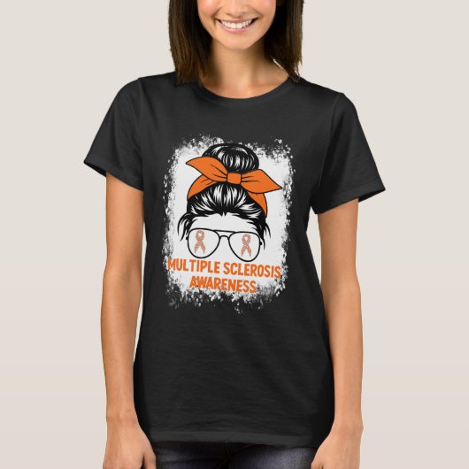 T-shirt Orange Ruban Femmes Ms Sclérose Multiple (Devant)