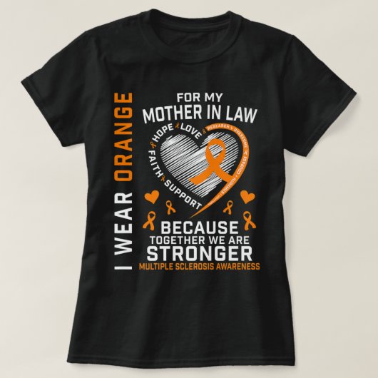 T-shirt Orange Ruban MS Mère En Droit Sclérose Multiples (Design devant)