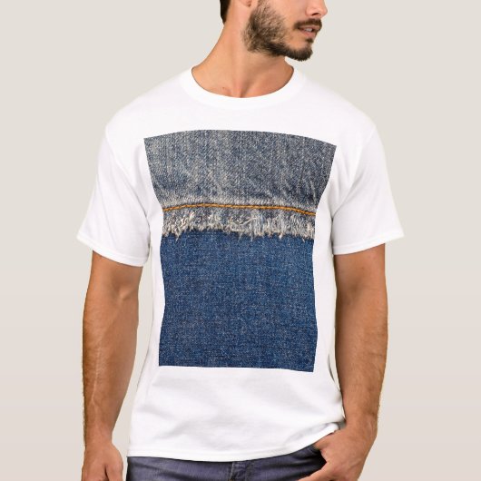 T-shirt Orange Stitch, Double Denim Patch. (Devant)