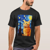 T-shirt Orange Tabby Cat Starry Nuit Vincent van Gogh Pet (Devant)