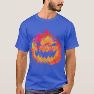 T-shirt Orange Tie Dye Pumkin Face Jack O Lantern Hallowe