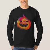T-shirt Orange Tie Dye Pumpkin Face Jack O Lantern Hallowe (Devant)