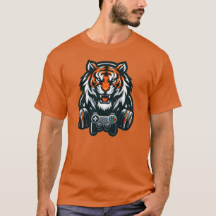 T-shirt orange Tiger Gamer pour hommes