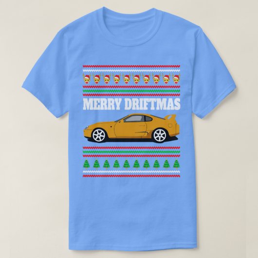 T-shirt Orange Toyota Supra MK4 A80 Merry Driftmas (Design devant)