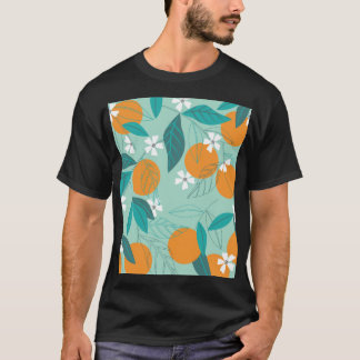 T-shirt Oranges en fleurs, feuille, art vintage.