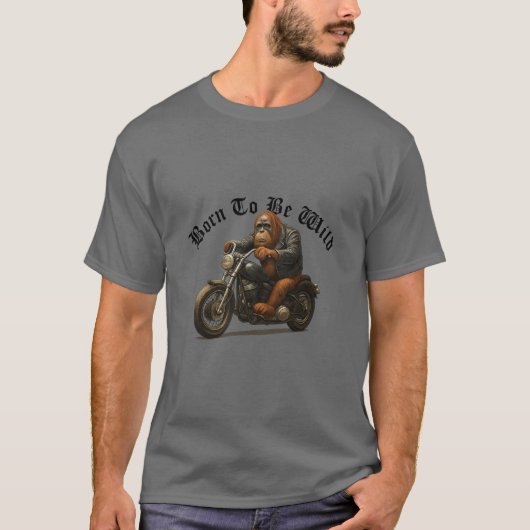 T-shirt Orangutan Drôle Sur Une Moto (Devant)
