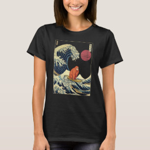 T-shirt Orangutan japonais Kanagawa Vague drôle Surf anima