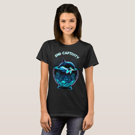 T-shirt Orca End Captivity Free The Orcas Marine Protectio (Devant entier)