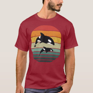 T-shirt Orca Famille Vintage Retro Art Killer Whale