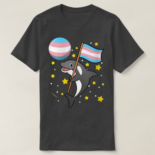 T-shirt Orca Femme Dans L'Espace Trans Pride VNeck (Design devant)
