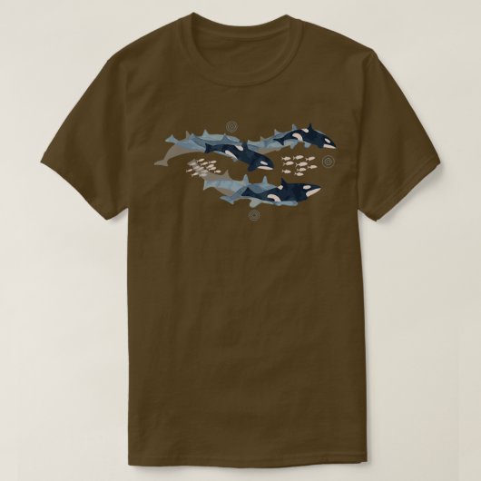 T-shirt Orca in Motion bleu motif océanique gris (Design devant)