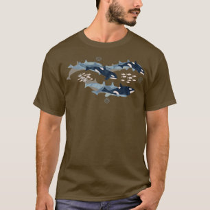 T-shirt Orca in Motion bleu motif océanique gris