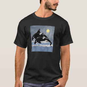 T-shirt Orca Killer Whale Ocean Vintage Oil Graphic Pul Ho