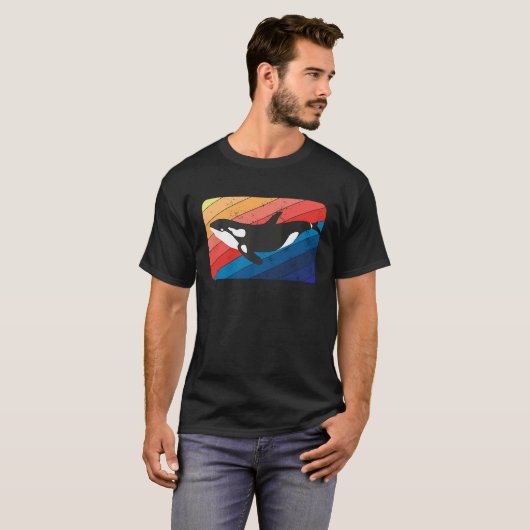 T-shirt Orca Killer Whale Style Rétro Hommes Femmes Mer Oc (Devant entier)