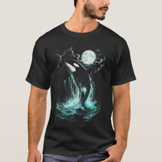 T-shirt Orca Minuit Vintage Clair de Lune Océan Foudre Moi