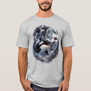 T-shirt Orca Moon   Baleine Tueuse Océan   Vie Marine Drôl