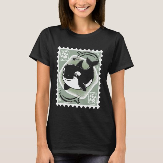 T-shirt Orca Postage Stamp Animal Vintage (Devant)