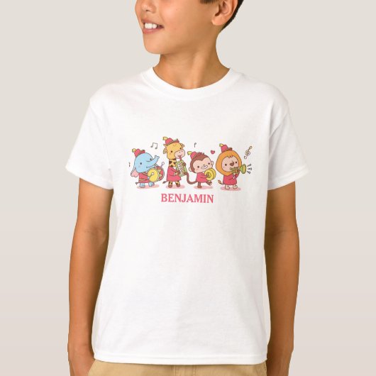 T-shirt Orchestre de marche musical d'animaux mignons (Devant)