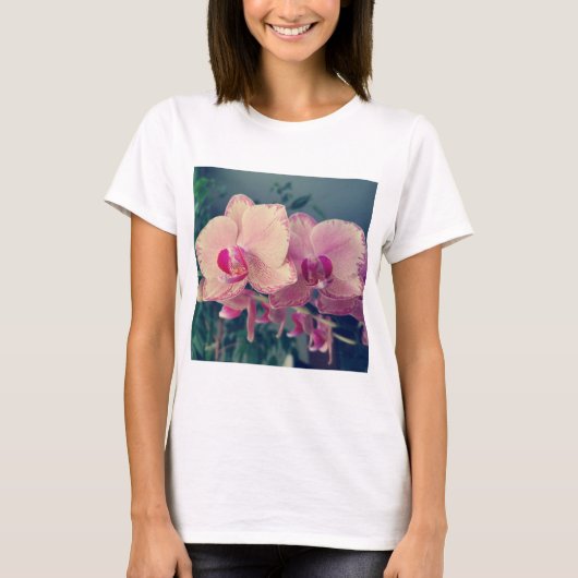 T-shirt Orchid phalaenopsis ppolka dot pink flowers (Devant)