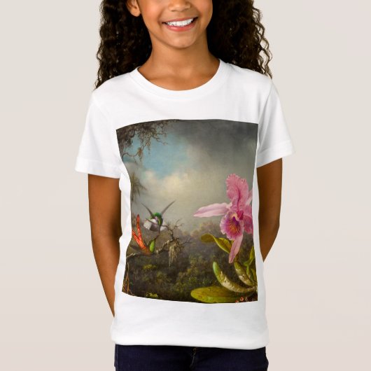 T-Shirt Orchidée avec deux colibris Heade (Devant)