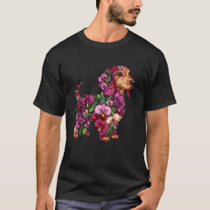 T-shirt Orchidée Dachshund Chien Fleur Jardinage Floral