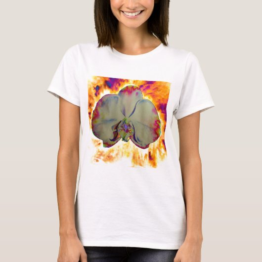T-shirt Orchidée de feu, abstraite aquarelle vive florale (Devant)