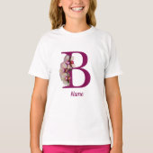 T-shirt Orchidée Elegant Monogramme Initial B Nom (Devant)