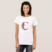 T-shirt Orchidée Élégant Monogramme Initiale C  (Devant entier)