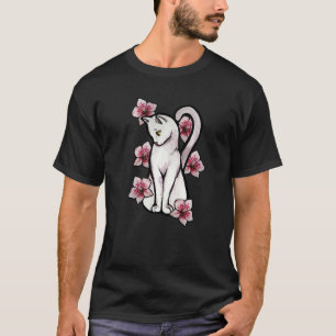 T-shirt Orchidées Chat Blanc Fleur