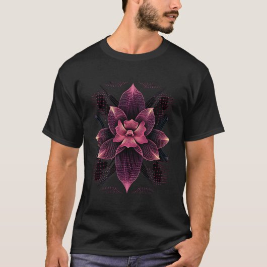 T-shirt Orchidées de Motif géométrique de fleurs d'orchidé (Devant)