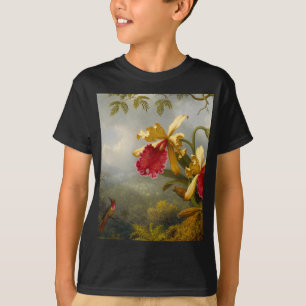 T-shirt Orchidées et colibri Heade