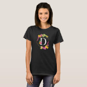 T-shirt Orchidées Florales Monogramme Initiales Rose Jaune (Devant entier)