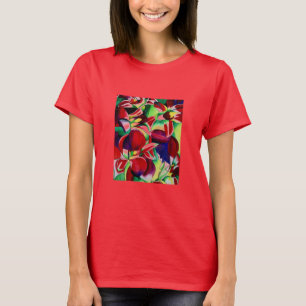 T-shirt Orchidées tropicales de Singapour cramoisies, art 