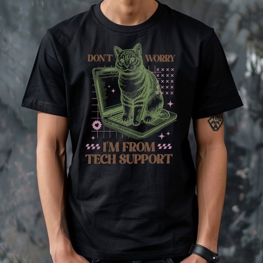 T-shirt Ordinateur Cat Support Technique