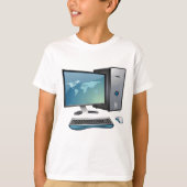 T-shirt Ordinateur de bureau avec moniteur, clavier et sou (Devant)