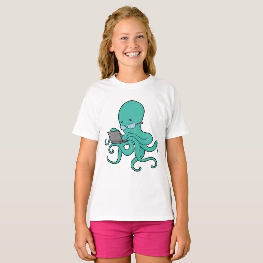 T-shirt Ordinateur portable Octopus (Devant entier)