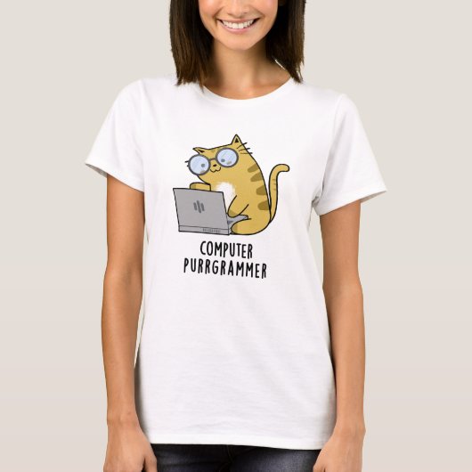 T-shirt Ordinateur Purr-grammer Funny Cat Pun (Devant)