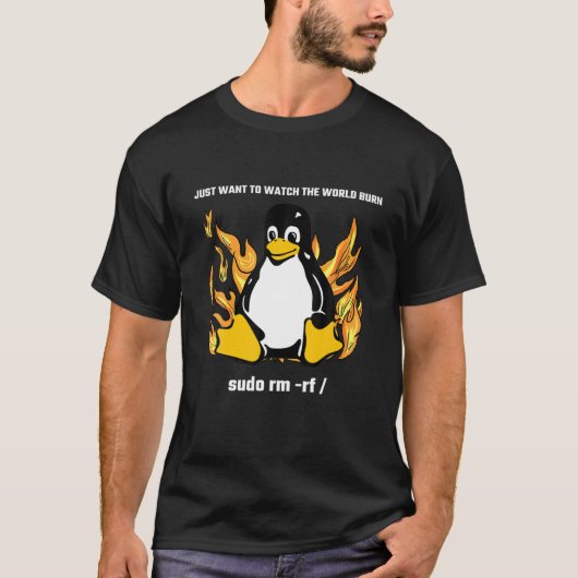 T-shirt Ordinateur - Sudo Rm -Rf / Tux Linux Penguin - Pro (Devant)