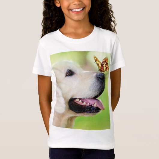 T-Shirt Oreiller À Lancer Du Labrador Et Du Papillon (Devant)